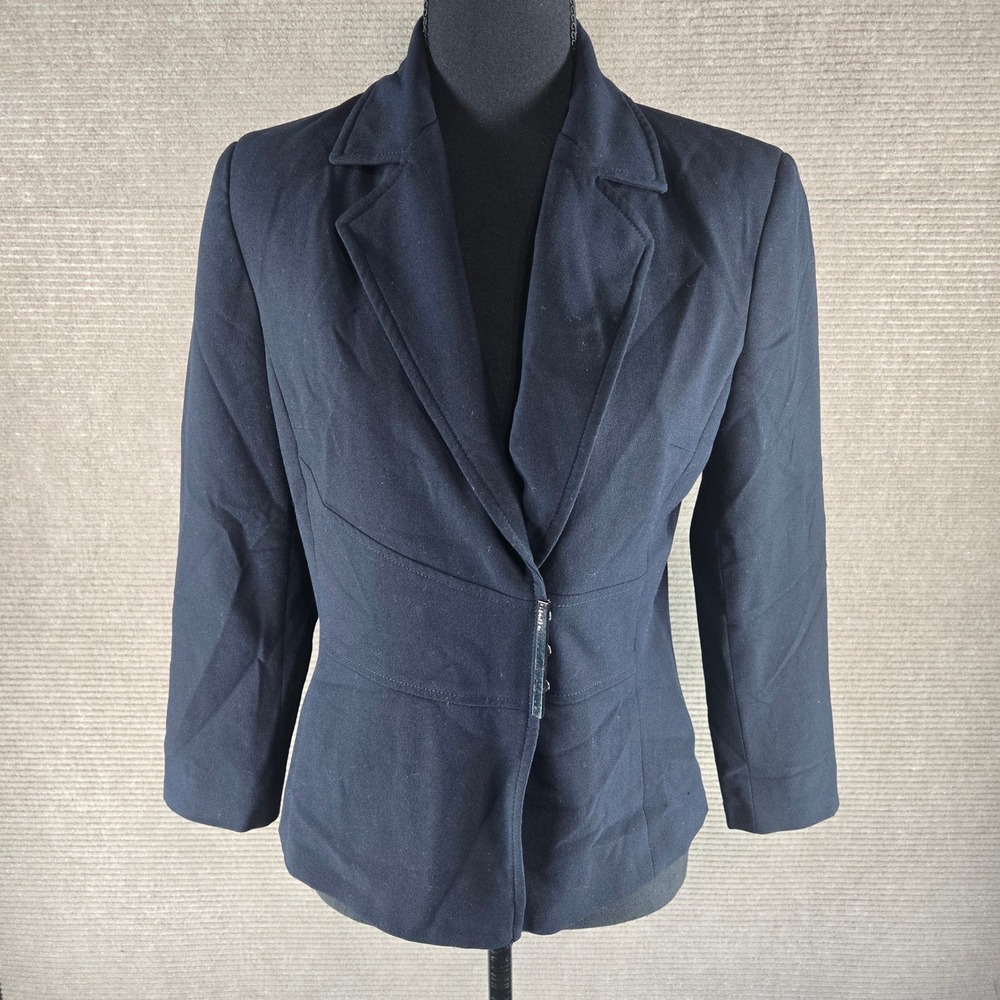 Calvin Klein Womens 6 Black Hook-and-Eye Tailored Professional Blazer